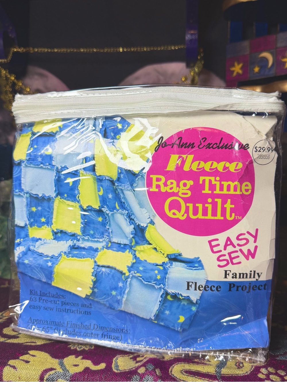Vintage Jo-Ann Exclusive Celestial Moon Stars Easy Sew Rag Time Quilt